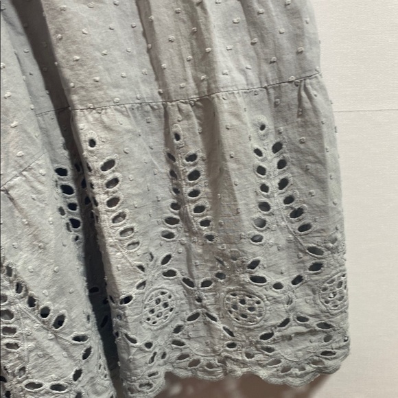 Adyson Parker 100% Cotton Gray Embroidered Lace Hem Halter Midi Sundress - Picture 4 of 6